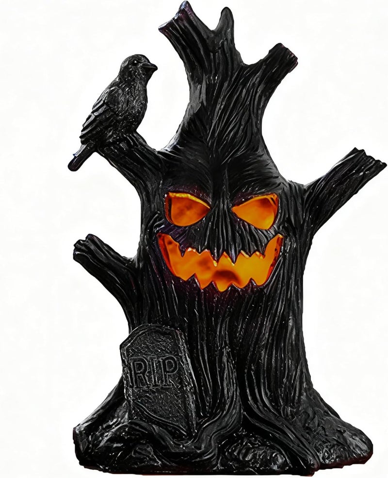 Lifnatty Halloween Tree Light Decoration Indoor – LED Battery Operated Scary Tree Decor with Glowing Face, Halloween Decoration for Home Party Table Haunted House - Image 1